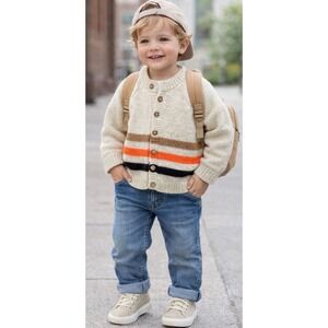 Vintage Handmade Knit Sweater (2T/3T) cardigan Stripe